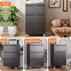 METAN Upgrade 3 Drawers Lateral File Cabinet on Wheels, Steel Office Filing - Image 7