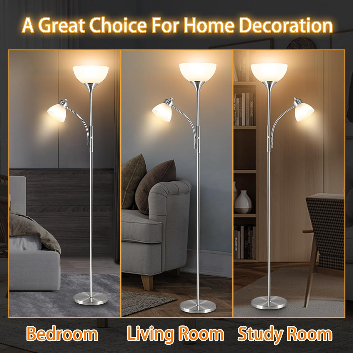 RISLG Floor Lamp, Dimmable Standing lamp, Stepless Dimming Brightness, Includ...