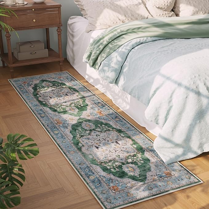 Rugcomf Vintage Medallion Kitchen Rugs Non Slip Washable 2'7"x8' - Image 3