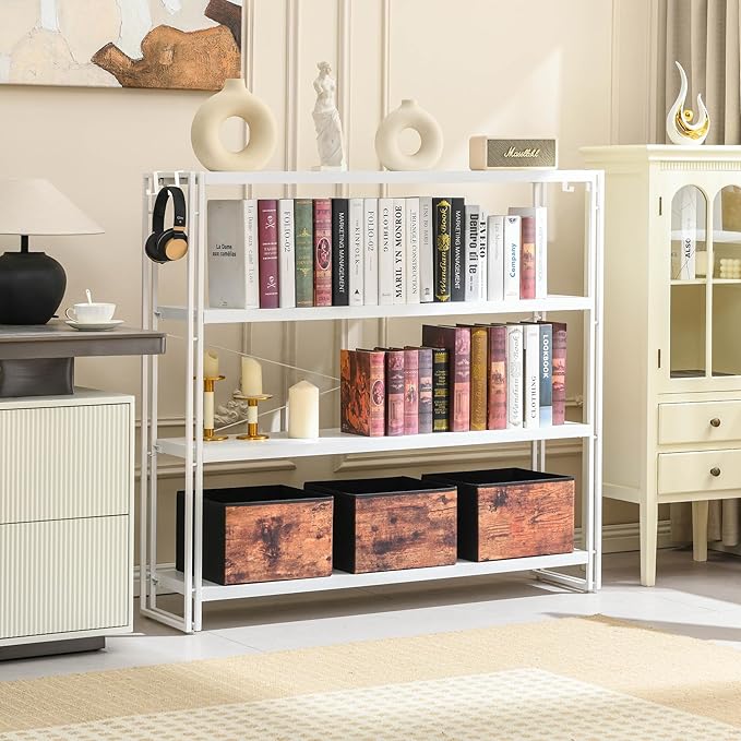 HCHQHS Bookshelf, 4-Tier Industrial Bookcase, Freestanding Tall Bookshelves - Image 4