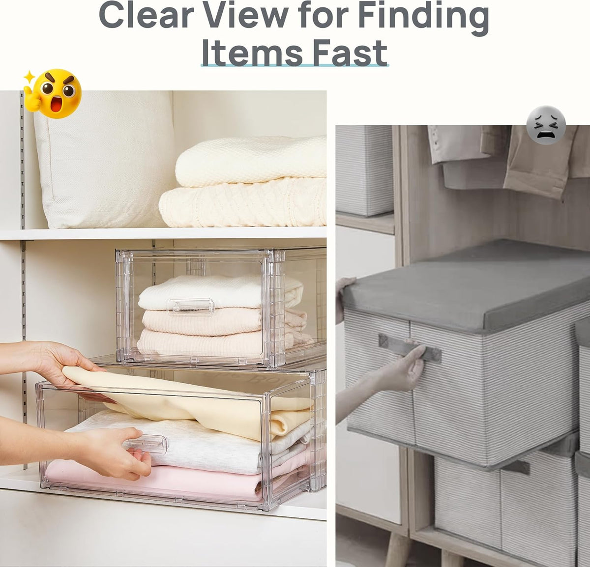 Vtopmart 5 Pack Large & Medium Storage Stackable Drawers Set