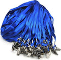 Beebel Blue Lanyards 100 Pack Nylon Flat Badge Lanyard Bulldog Clip by Beebel