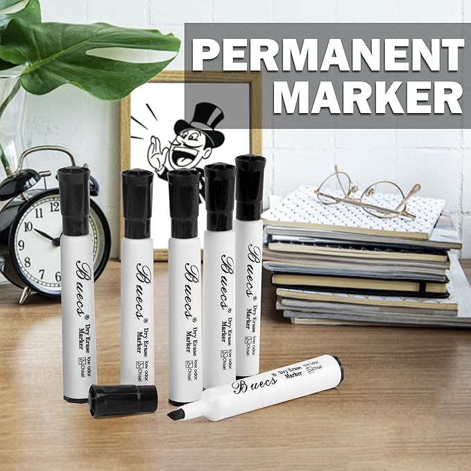 Buecs Black Dry Erase Markers, Chisel tip, Dry-Erase Boards, School Office - Image 7