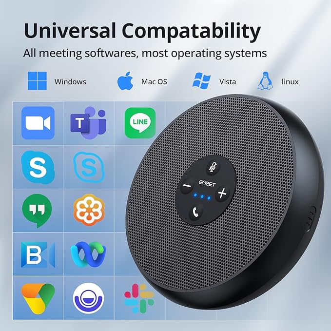 EMEET USB Speakerphone, M1A Zoom Certified AI Mics 360°Voice Pickup USB Type - Image 7
