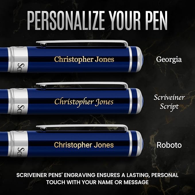 Scriveiner Personalized Midnight Blue Fountain Pen - Image 2