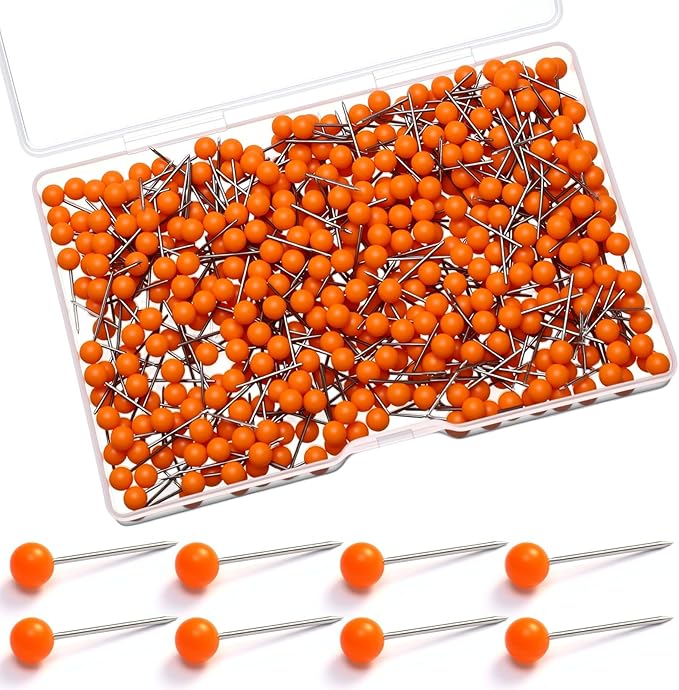 WILLBOND 500 Pack Map Push Pins Map Tacks Small Round Head Push Pins Thumb Tacks by Willbond+Technology+Limited