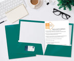 2 Pocket Glossy Laminated Paper FOLDERS Portfolio Letter Size, Teal, 25PK