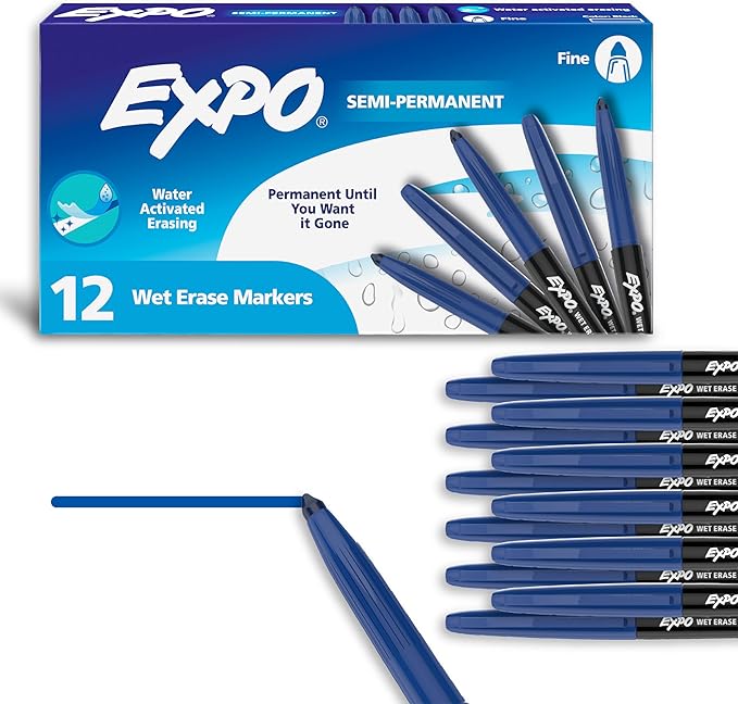 EXPO Wet Erase Markers, Semi-Permanent, Fine Tip, Organizing by EXPO