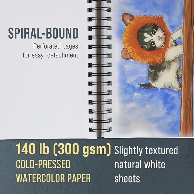 U.S. Art Supply 5.5" x 8.5" Premium Heavyweight Watercolor Paper Pad, 140lb - Image 4