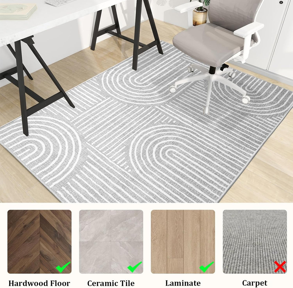 Office Chair Mat for Hardwood Floor, 60"x45" Easy Glide Computer De...