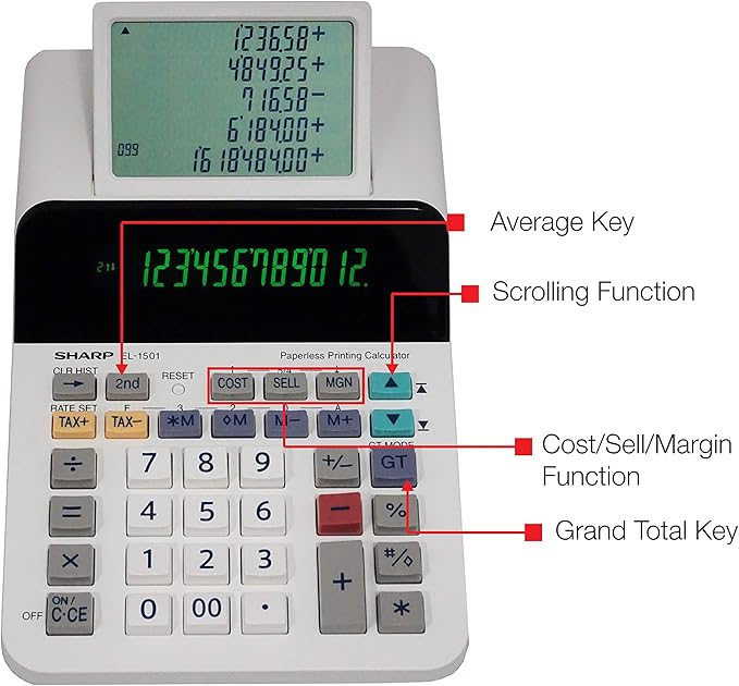Sharp El-1501 Compact Cordless Paperless Large 12-Digit Display Desktop - Image 5