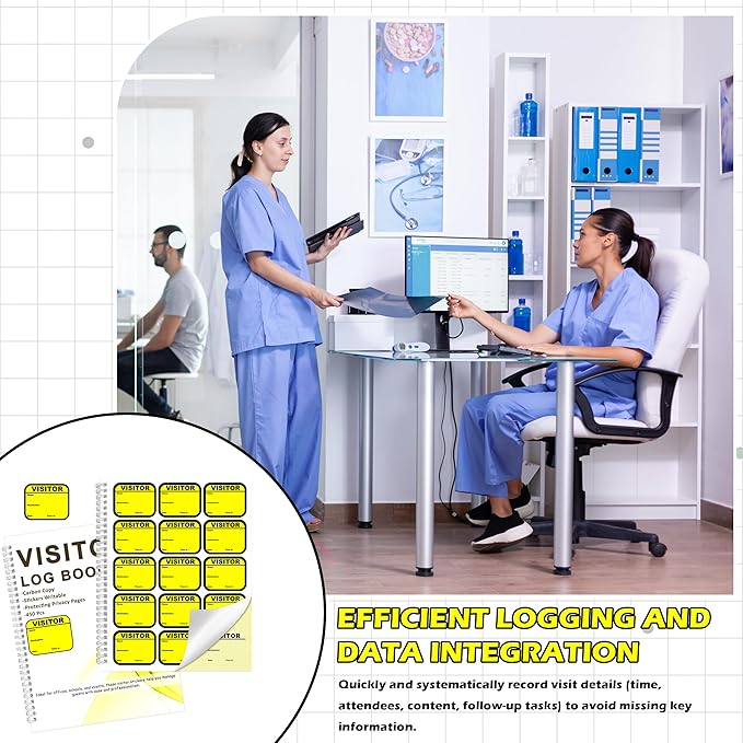 2 Pack Visitor Badges with Carbon Copy Visitor Stickers Letter Size Visitor Log - Image 5