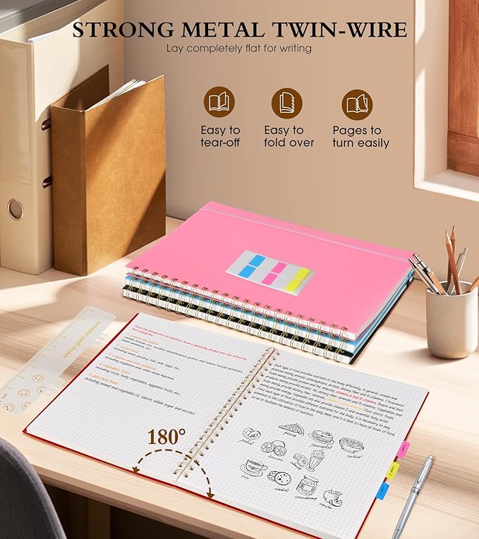 Graph Paper Notebook, Spiral Notebook Journal 8.5” x 11”, A4 Large Grid - Image 6