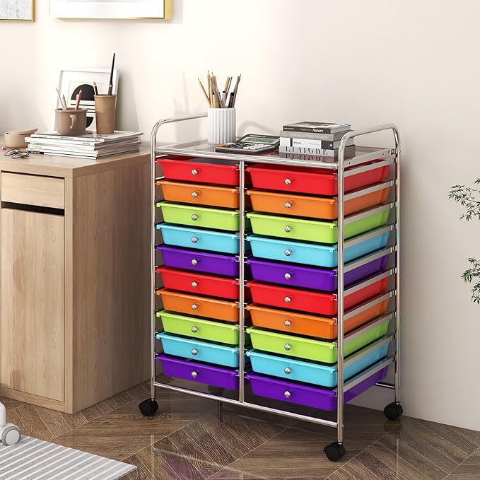 Happygrill 20-Drawer Organizer Cart Tools, Mobile Utility Storage Cart - Image 2