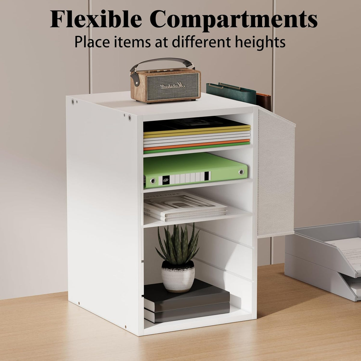 Unionly 6 Tier Adjustable Mail Sorter,Wood Paper Organizer for Class,Office
