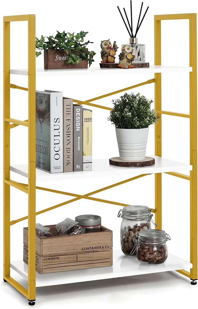 CAPHAUS 3 Tier Small Bookshelf, 24 Inch Width Free Standing Shelf, Bookcase by CAPHAUS