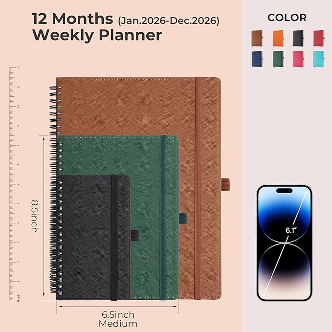 IN-LUXPRO Planner 2026 Daily Weekly and Monthly, 12 Months Spiral Bound - Image 2