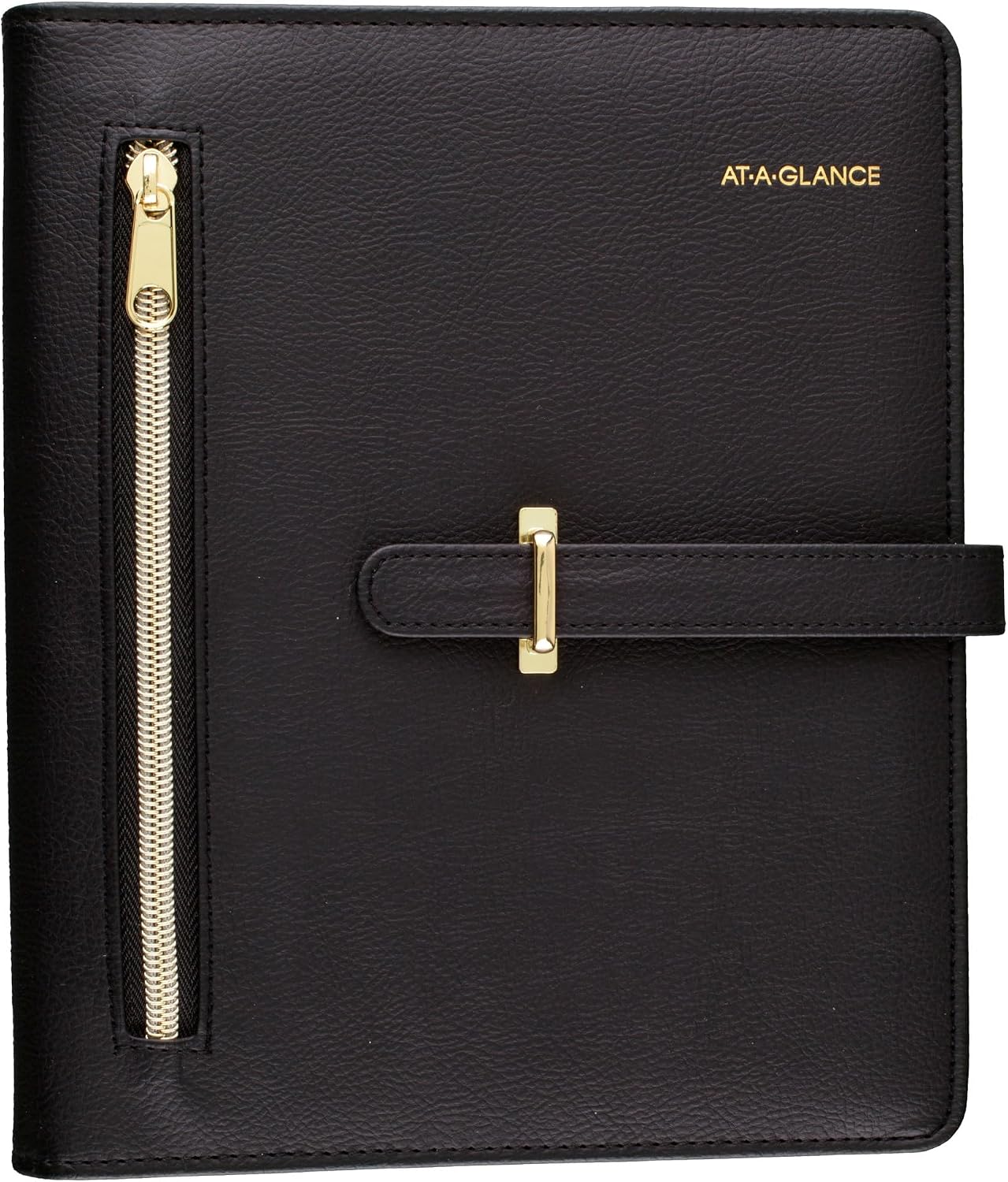 AT-A-GLANCE Faux Leather Undated Starter Set, 7-Ring, 5-1/2" x 8-1/2", Desk Size, Fashion, Black (DR1118-040-05)