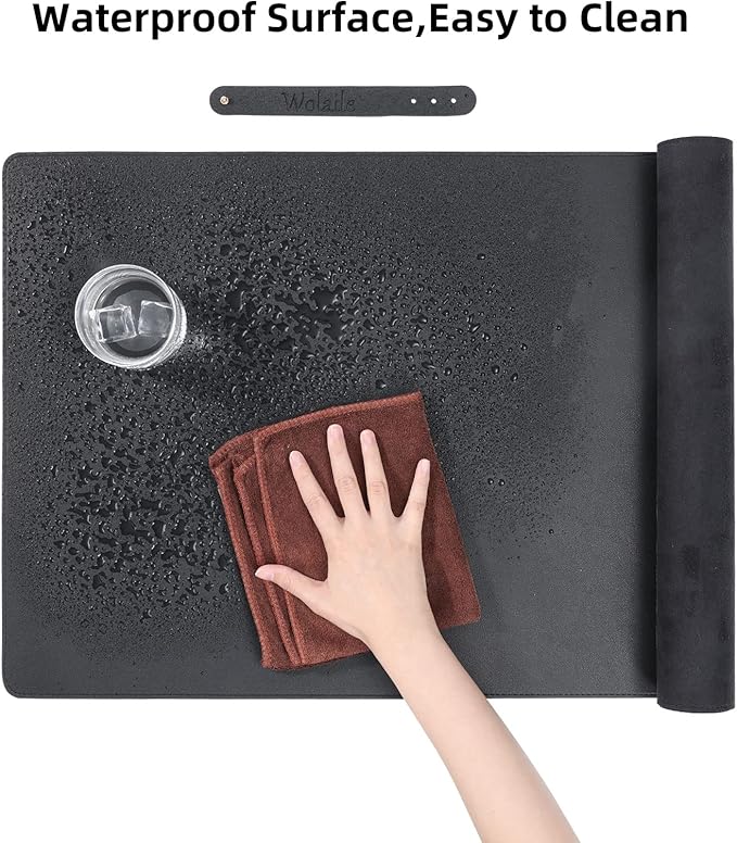 Wolaile Desk Pad 36x17 inches, PU Leather Desk Blotter, Non-Slip Base - Image 4