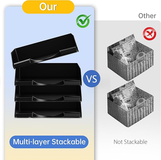 4 Pack Stackable Paper Trays for Letter Documents, Desktop File Organizers for - Image 2