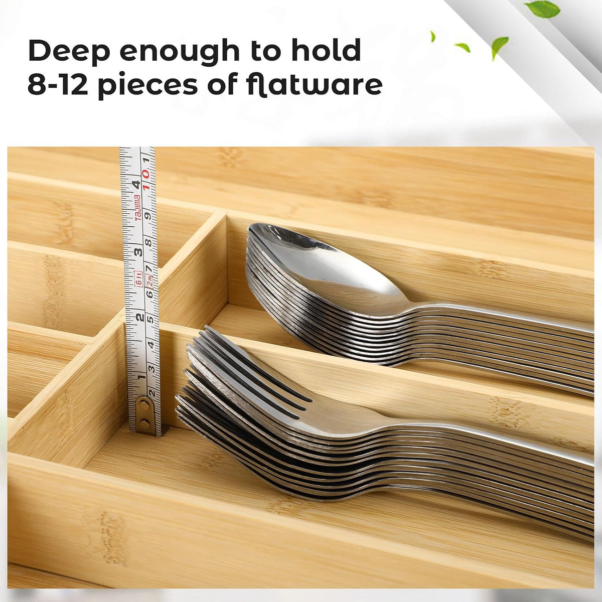 Fabsome Silverware Organizer for Cabinet Drawer, Expandable from 16.7'...