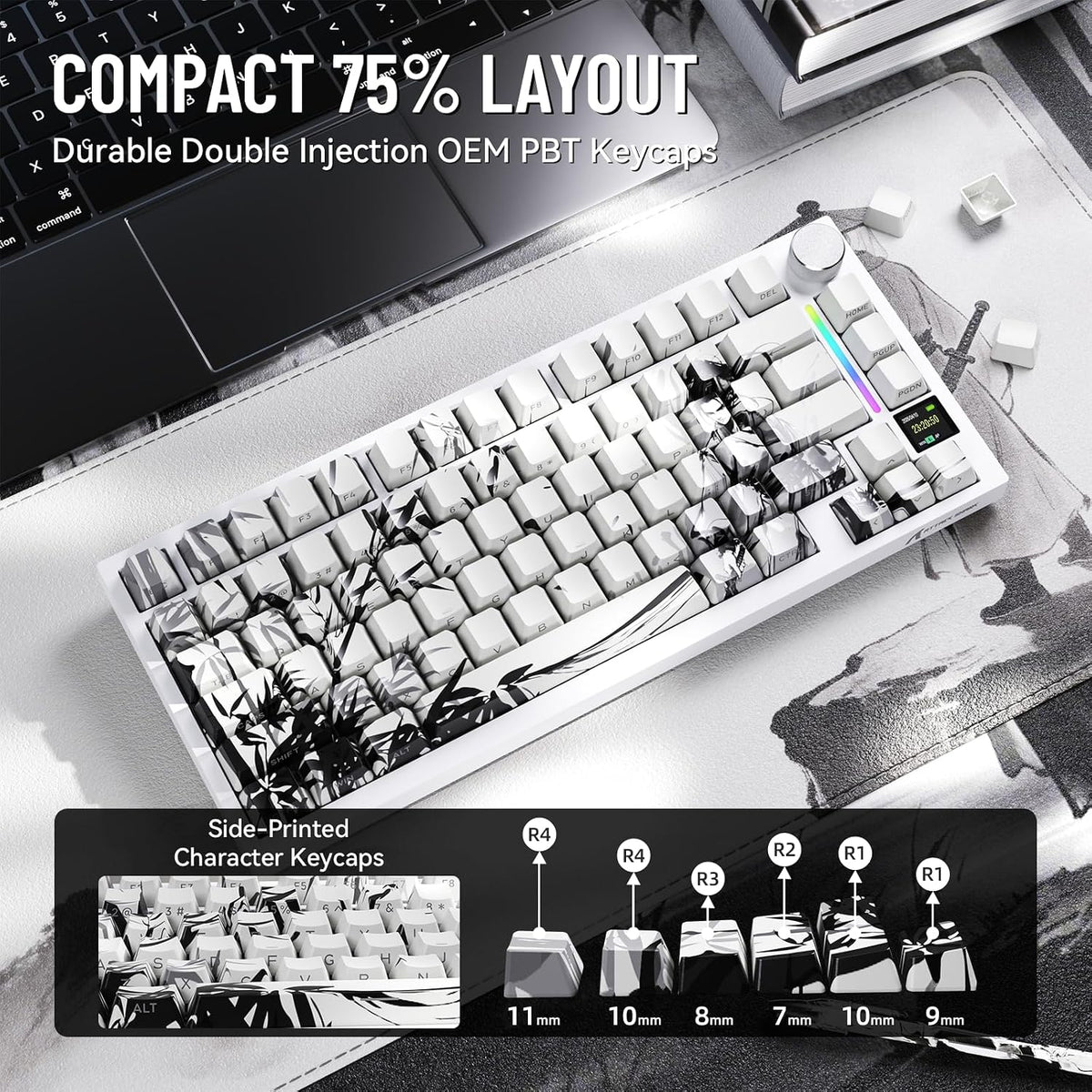 ATTACK SHARK X820ULTRA Wireless Gaming Mechanical Keyboard with TFT Smart Dis...