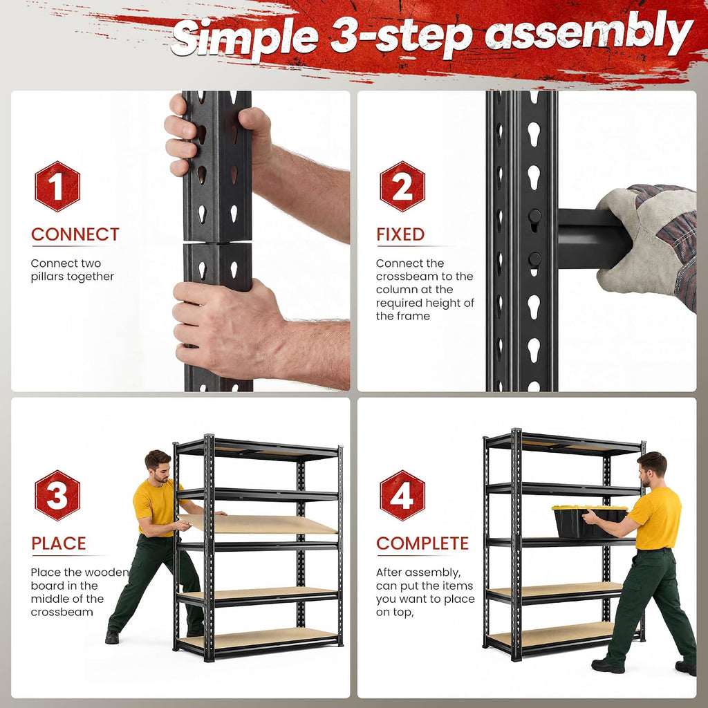 reibii 2 pack garage shelving for basement, heavy, view 11