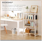 4NM No Assembly Folding Bookshelf Storage Shelves 4 Tiers Vintage Bookcase - Image 3