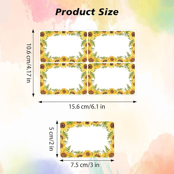Wonmon 200 PCS Sunflower Name Tags Stickers, Self Adhesive Sunflowers Style - Image 2
