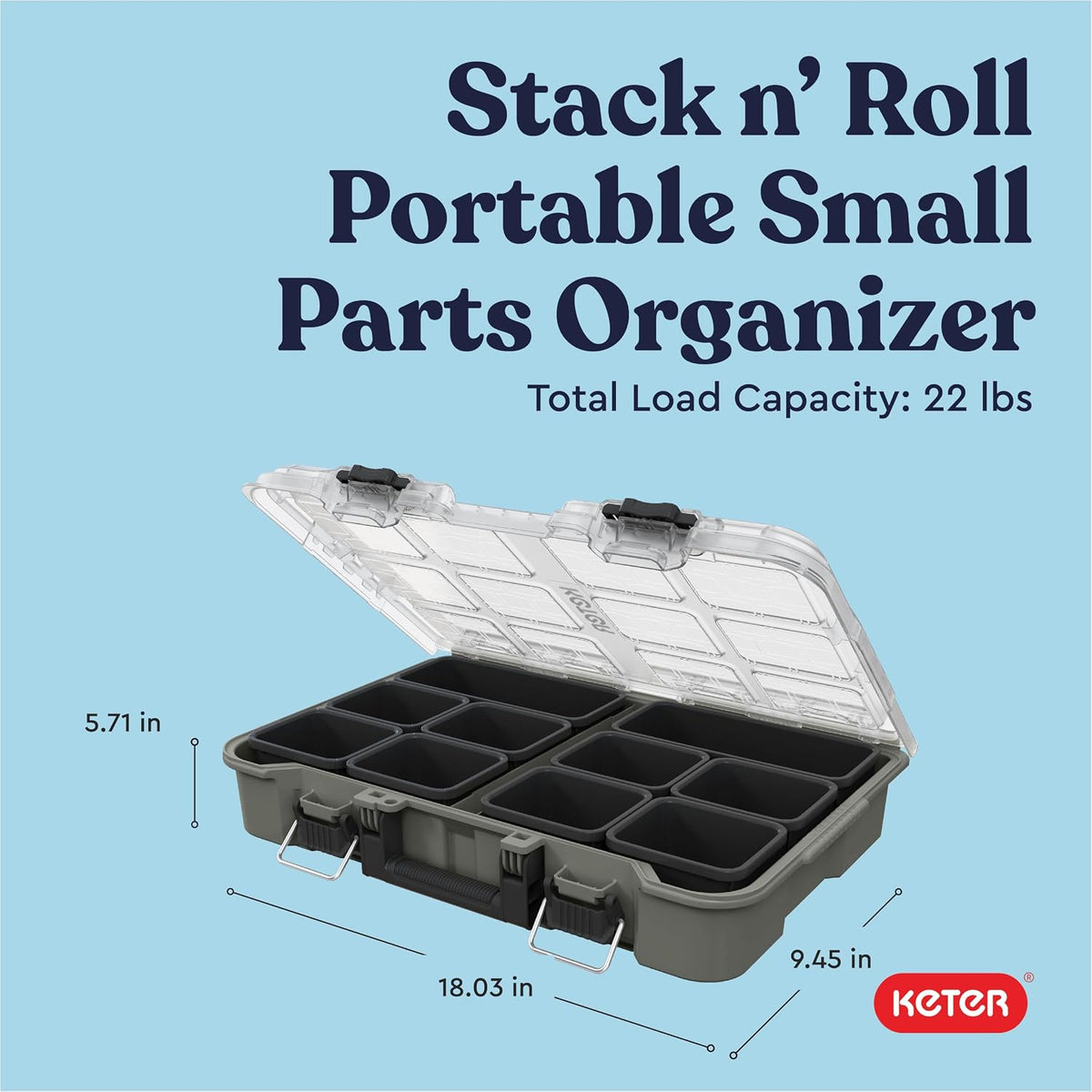 Keter Stack N' Roll Camping Gear Organizer, Portable Storage Organizer