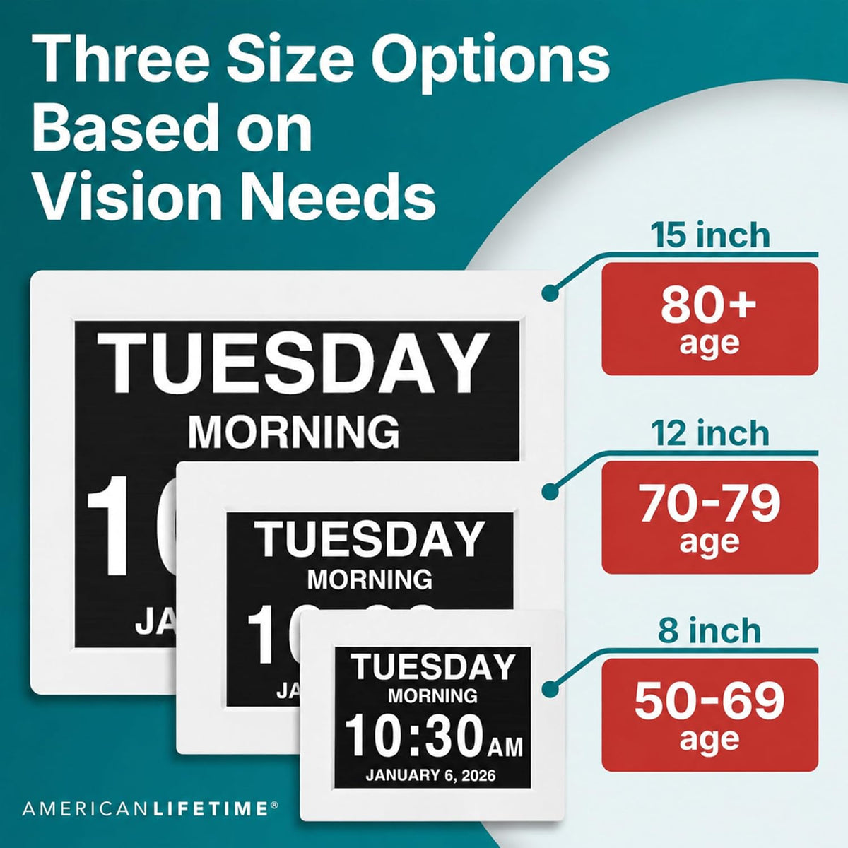 American Lifetime New 2026 Dementia Clock Large Digital Clock for Seniors, La...