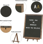 Felt Letter Board with Rustic Vintage Frame and Stand 12x16 inch, Numbers and - Image 3