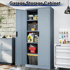 besfur metal garage storage cabinet with locking doors shown in use