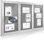 SWANCROWN Weather Resistant Enclosed Bulletin Board Gray Fabric Displays Boards