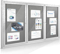 SWANCROWN Weather Resistant Enclosed Bulletin Board Gray Fabric Displays Boards by SWANCROWN