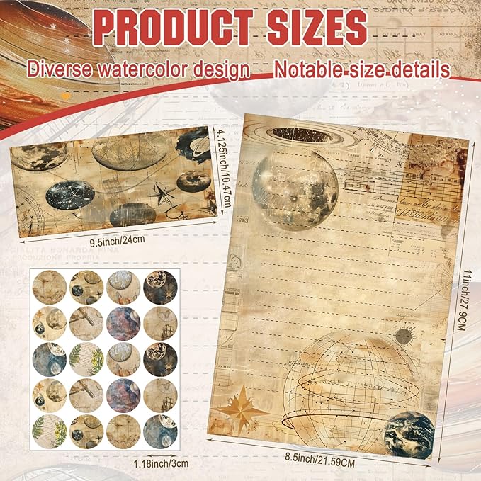 TaoBary 160 Pcs Stationery Paper Set 50 Double Sided Stationery Papers - Image 3
