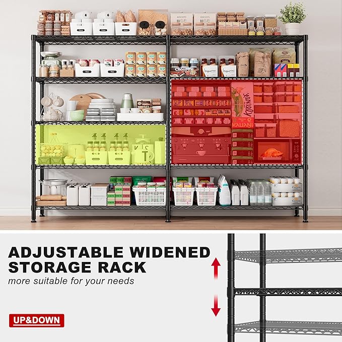 REIBII 72.8" W Storage Shelves Load 1600LBS, 5 Tier Metal Shelving Unit Wire - Image 7