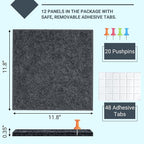 AKTOP Cork Board Bulletin Board 47"x35", 12 Pack Removable Felt Cork Board Tiles - Image 3
