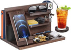 Gifts for Men Bedside Organiser Wood Phone Docking Station Dad Birthday Gifts by EssentialForLife