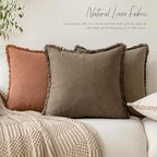 Foindtower Set of 2 Decorative Linen Fringe Throw Pillow Covers Cozy Boho - Image 5