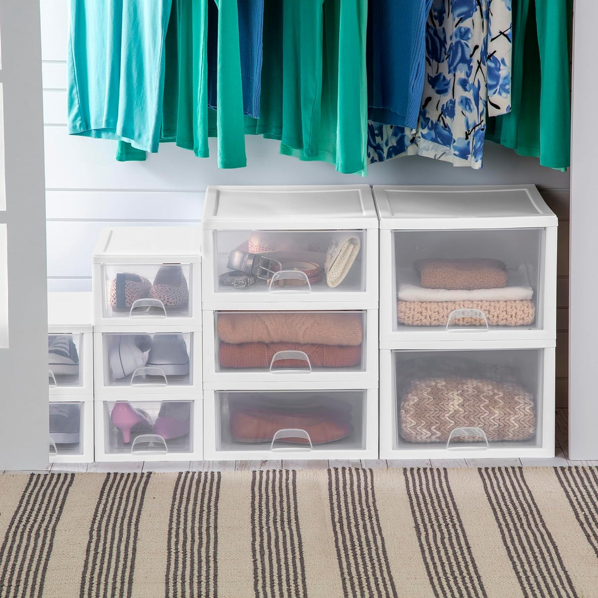 Sterilite Stacking Drawer Storage Organizer for Clothes, 16 Quart, 6-Pack