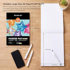 Shuttle Art Marker Pad, 11.69”x8.27” Portable A4 Sketchbook, 60 Sheets Drawing - Image 4