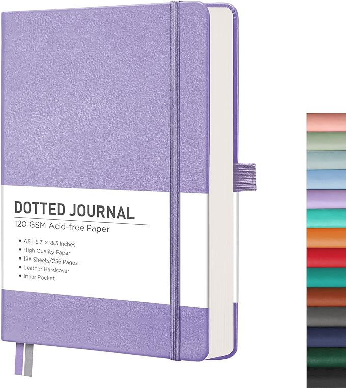 RETTACY Bullet Dotted Journal Notebook, 256 Pages, A5 Medium Size, Leather by RETTACY