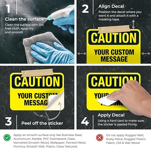 Custom Caution Sign, OSHA Sign, 10x7 Inches, 4 Mil Vinyl Decal Stickers Weather - Image 3