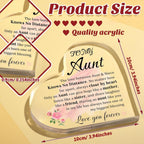Aunt Gifts, Auntie Gift Ideas Heart Shaped Desk Sign Aunt Birthday Gifts From Niece Heart Acrylic Paperweight Birthday Gift 4×4 Inches