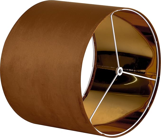 GO&SO Burnt Orange Velvet Drum Lamp Shades Set of 2 Medium, Replacement Lamp - Image 5