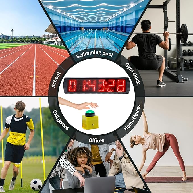5 Inch 6-Digit LED Race Timer, Running Event Gym Timer - Image 6