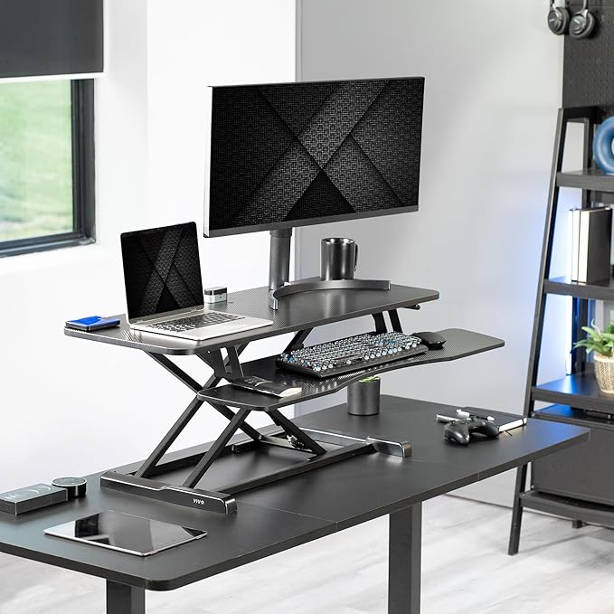 VIVO 42 inch Desk Converter, K Series, Height Adjustable Sit to Stand Riser - Image 2