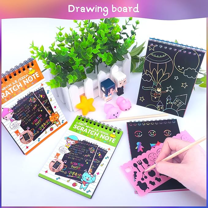 POKONBOY 24 Pack Rainbow Scratch Paper Arts Notebooks, Scratch Note Pads - Image 5