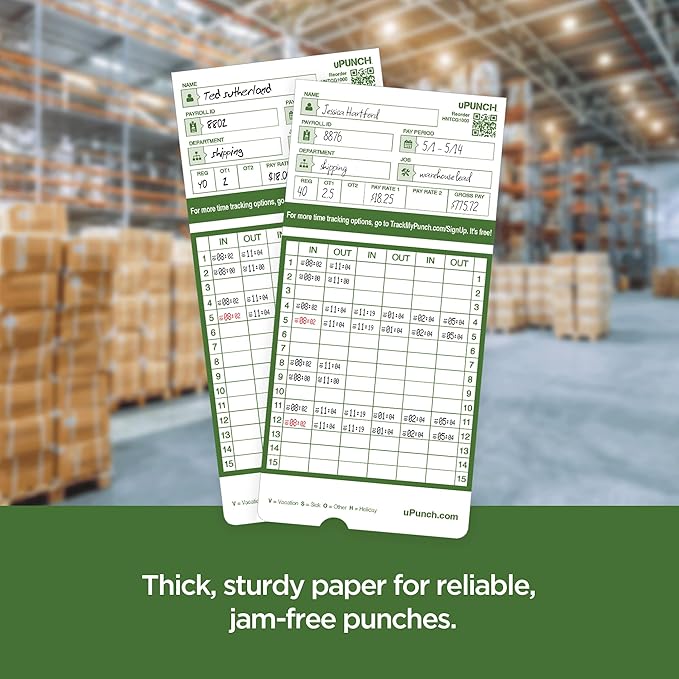 uPunch Time Clock Cards Hn3000, Two Sides, 7.37 X 3.37 - Image 4